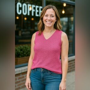 Pendleton Knit Tank Pink Gauze Sleeveless Layering Vintage Barbie XL sweater